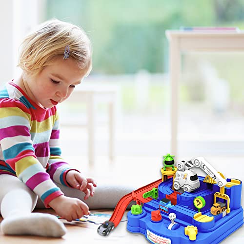 New Toddler Race Track Kids Boy Car Toys Age 3 4 Year Old Boys Girls Preschool Puzzle Rail Car Adventure City Rescue Game Parking Garage Playset Birthday Educational Gifts For Kids Ages 3 4 5 6 Years Old - Indoor Racing Activity Set