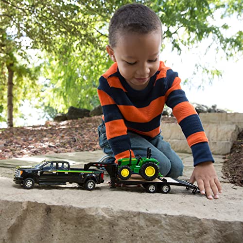 ERTL 1:32 Scale Ford F350 Pickup And Tractor Set — Includes John Deere Tractor Ford F350 Pickup And Gooseneck Trailer — 17.25 X 3.2 X 4.5 Inches — Ages 3 Years And Up - Construction Vehicle Activity Set