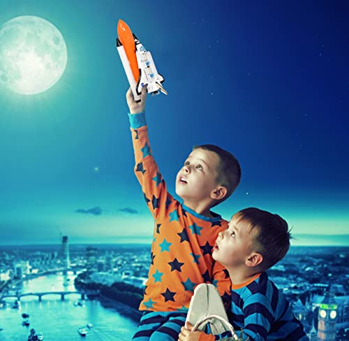 ASA Space Shuttle Toy For Kids Pretend Play 2 Piece Set Rocket Ship With Lights And Sound Diecast Spaceship For Boys Girls Toddlers - Astronaut Imagination Edition