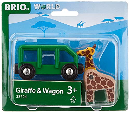 RIO World – 33724 Giraffe And Wagon 2 Piece Toy Train Accessory For Kids Ages 3 And Up Green - Classic Train Play Edition
