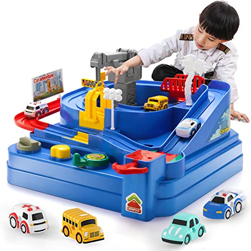 Deals Kids Race Track Car Adventure Toy For Toddlers – Car Rescue Adventure Toys Gifts For Boys Age 3 Car Toys For Toddlers 2-4 Years Educational Puzzles Car Toys For 4 5 6 Year Old Boys Girls - Indoor Racing Activity Set
