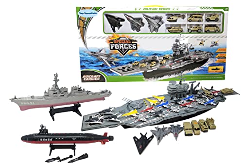 Deals Aircraft Carrier Submarine Destroyer Ship Combo With Military Vehicles And Fighter J - Sea Mission Play Edition