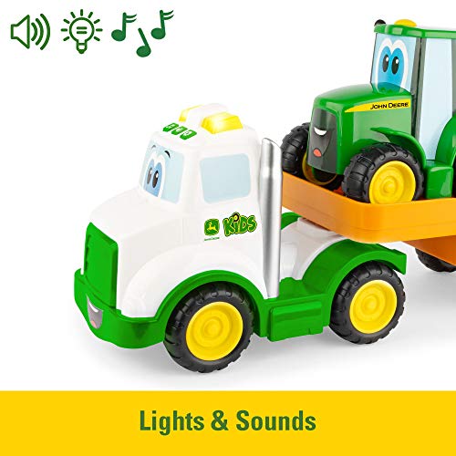 Lights & Sounds Farmin Friends Toy Hauling Set With Toy Truck And Backhoe Tractor Toy Ages 18 Months And Up - Construction Vehicle Activity Set