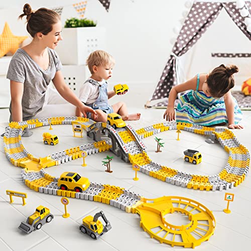 Wholesale IHaHa 236 PCS Construction Toys Race Tracks For Boys Kids Toys 6 PCS Construction Car And Flexible Track Playset Create A Engineering Road For 3 4 5 6 Year Old Boys Girls Toys - Indoor Racing Activity Set