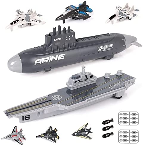 Aircraft Carrier Military Naval Ship Toy Play Set With Small Scale Model Planes Fighter Jets Battleship And Supply Ship For Kids Boy Girl Age 5+ Party Favors Gifts Naval Ship-02 - Sea Mission Play Edition