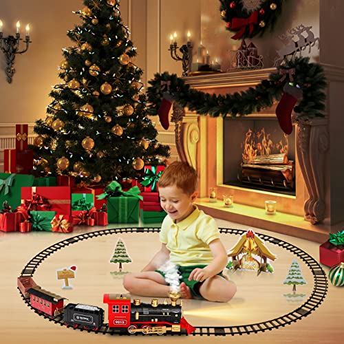Cheap Train Set – Train Toy For Boys Girls W/ Smokes Lights & Sound Railway Kits W/ Steam Locomotive Engine Cargo Cars & Tracks Christmas Gifts For 3 4 5 6 7 8+ Year Old Kids Red - Classic Train Play Edition