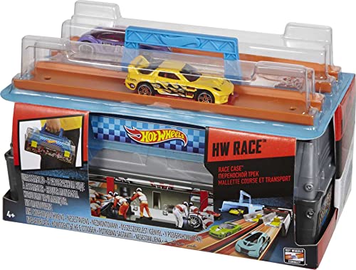 Discount Race Case Track Set With 2 Hot Wheels Cars Dual Launcher For Side-By-Side Racing Storage Container Toy For Kids 4 Years Old & Up - Indoor Racing Activity Set