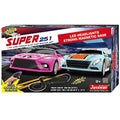 Super 251 USB Power Slot Car Racing Set LED Headlights Strong Magnetic Base Mechanical Lap Counter & Powerbase Integrated As Combo Track For Ages 8 And Up - Indoor Racing Activity Set