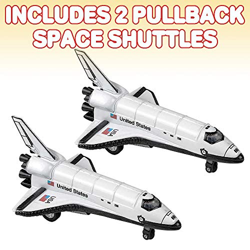 Diecast Space Shuttle With Pullback Mechanism Set Of 2 Diecast Metal NASA Space Toys For Boys Astronaut Cake Decorations Astronaut Space Theme Party Favors - Astronaut Imagination Edition