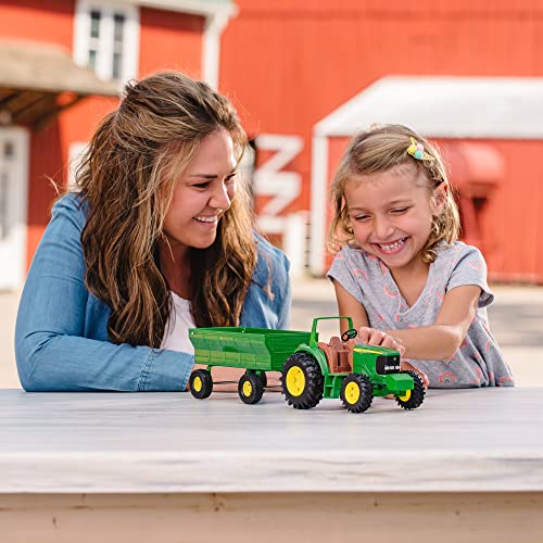 TOMY John Deere Kids Tractor Toy With Flarebox Wagon Set 8 Inches - Construction Vehicle Activity Set