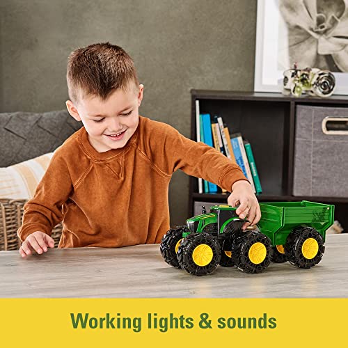 Toddler Toys Lights And Sounds Monster Treads Tractor Toy With Wagon 8 Inch Green Ages 3+ Red - Construction Vehicle Activity Set