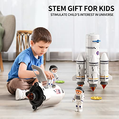 New Space Shuttle Rocket Toys For 3 4 5 6 7 8 9 Years Old Kids Science Educational Toys 5-in-1 STEM Aerospace Toys With 2 Astronauts Projection Lamp Space Adventure Toys Gift For Boys Girls 3+ - Astronaut Imagination Edition