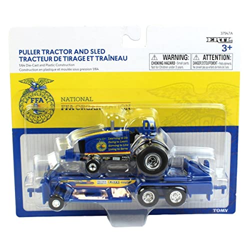 New Set Of 2 1/64 FFA Die-cast Pulling Tractors & Sleds 37480 - Construction Vehicle Activity Set