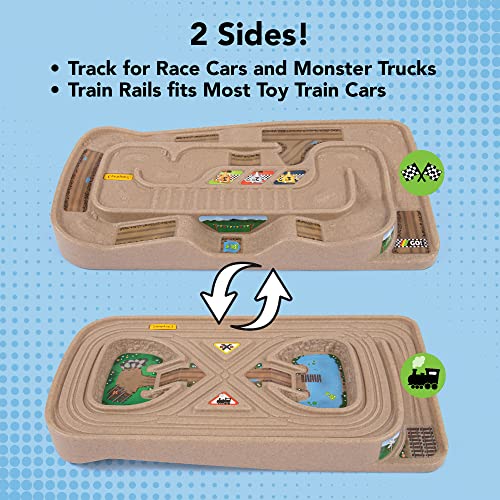 Portable Carry And Go Kids Race Track Toy Car Train Table 2-Sided No Assembly For Children 3 4 5 6 7 Years Old Boys Girls Made In USA - Indoor Racing Activity Set