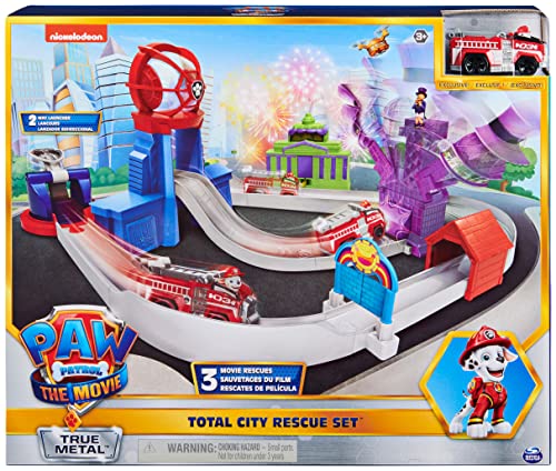 True Metal Total City Rescue Movie Track Set With Exclusive Marshall Vehicle 1:55 Scale Kids Toys For Ages 3 And Up - Indoor Racing Activity Set