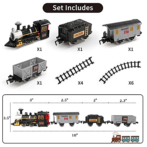 Electric Christmas Train Set For Kids Battery-Powered Train Toys With Sounds Include 4 Cars And 10 Tracks Classic Toy Train Set For 3 4 5 6 Years Old Boys Girls - Classic Train Play Edition