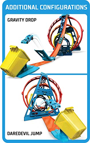 Track Builder Unlimited Triple Loop Kit Collapsible 3-Loop Gift Set For Kids 6 To 12 Years Old & One 1:64 Scale Hot Wheels Vehicle With Connection Points Amazon Exclusive - Indoor Racing Activity Set