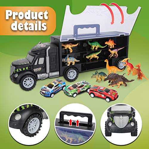 Dinosaur Toys For Kids 3-5 Dinosaur Truck Carrier Transport Truck Dinosaurs Toys For Boys And Girls 3 4 5 6 Years Old With Dino Eggs 23 Pcs Kids Toys Dinosaur - Indoor Racing Activity Set