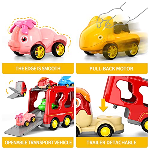 New Dinosaur Truck Toys For Kids 3-5 Years Cars Toys For Toddler 1-3 6 In 1 Jurassic Dinosaurs Trucks Toys Semi Truck Toy Car For Boys And Girls Age 2-3 well-suited Gift For Baby & Toddler Toys - Indoor Racing Activity Set