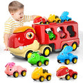 New Dinosaur Truck Toys For Kids 3-5 Years Cars Toys For Toddler 1-3 6 In 1 Jurassic Dinosaurs Trucks Toys Semi Truck Toy Car For Boys And Girls Age 2-3 well-suited Gift For Baby & Toddler Toys - Indoor Racing Activity Set