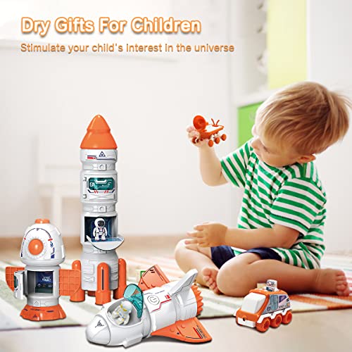 Space Toy For Kids Rocket Ship Toys With Space Shuttle Astronaut Figures Space Rover Spaces Station 5 In 1 Spaceship Toy For Boys 3-8 Aerospace Model Space Figure Toys With Sound & Ligh - Astronaut Imagination Edition