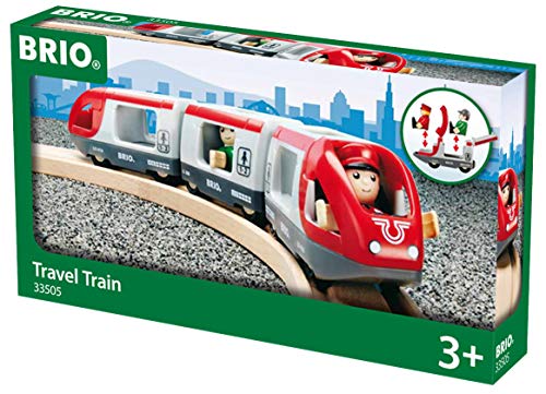 RIO World 33505 – Travel Train – 5 Piece Wooden Toy Train Set For Kids Age 3 And Up - Classic Train Play Edition