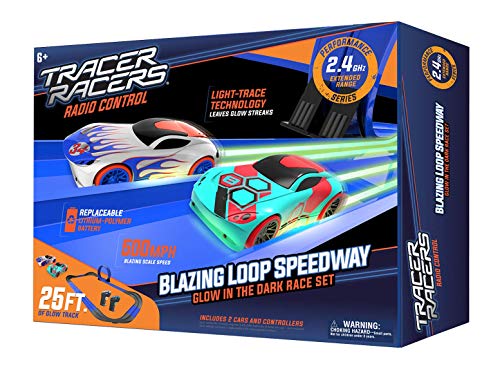 2.4 GHz Radio Control Remote Slot-Less Cordless Racing Blazin Loop Speedway Track Set With Two C - Indoor Racing Activity Set