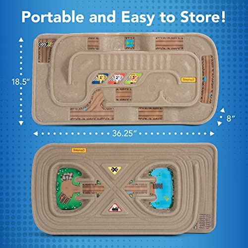 Portable Carry And Go Kids Race Track Toy Car Train Table 2-Sided No Assembly For Children 3 4 5 6 7 Years Old Boys Girls Made In USA - Indoor Racing Activity Set