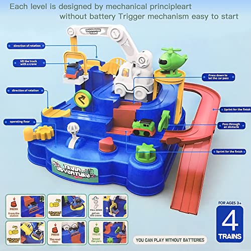 New Toddler Race Track Kids Boy Car Toys Age 3 4 Year Old Boys Girls Preschool Puzzle Rail Car Adventure City Rescue Game Parking Garage Playset Birthday Educational Gifts For Kids Ages 3 4 5 6 Years Old - Indoor Racing Activity Set