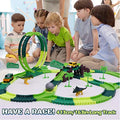 Dinosaur Toys For Kids 3-5 245 Pcs Dino Race Car Track Create A Dinosaur World Road Race With Flexible Train Track Playset 2 Electric Dinosaur Race Cars Toy,well-suited Gift For 3 4 5 Years Old Boys Girls Pink - Indoor Racing Activity Set
