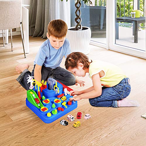 Car Adventure Toys For Kids City Rescue Playsets Magnet Toys W/ 5 Mini Cars Puzzle Rail Car Preschool Educational Car Games Gift For 3 4 5 6 7 Year Old Boys Girls - Indoor Racing Activity Set