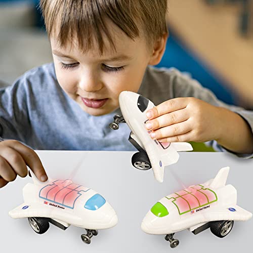 New Light Up Space Shuttle Toys Battery Operated Spaceship Toy With LEDs Sound And Push And Go Motion NASA Toys Outer Space Shuttle Toy Gifts For Boys And Girls Set Of 3 - Astronaut Imagination Edition