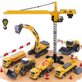 Promo Construction Site Vehicles Toy Set Kids Engineering Playset Tractor Digger Crane Dump Trucks Excavator Cement Steamroller Birthday Gift For 3 4 5 Year Old Toddlers Boys Child - Construction Vehicle Activity Set