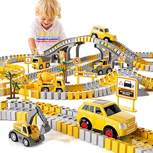 Wholesale IHaHa 236 PCS Construction Toys Race Tracks For Boys Kids Toys 6 PCS Construction Car And Flexible Track Playset Create A Engineering Road For 3 4 5 6 Year Old Boys Girls Toys - Indoor Racing Activity Set