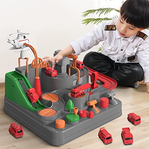 Kids Race Track Toys For Boy Car Adventure Toy For 3 4 5 6 7 Years Old Boys Girls Puzzle Rail Car City Rescue Playsets Magnet Toys W/ 3 Mini Cars Preschool Educational Car Games Gift Toys - Indoor Racing Activity Set