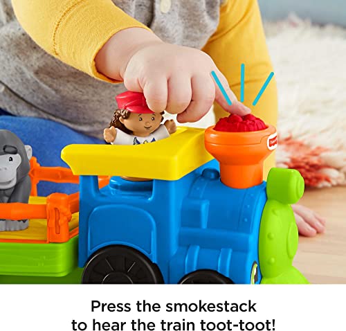 Little People Zoo Train Toy With Music And Sounds For Toddlers 1 Conductor And 2 Animal Toy Figures Choo-Choo Zoo Train - Classic Train Play Edition