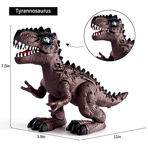 New 3 Pack Electric Walking Dinosaur Toys For Toddlers 2-4 3-5 Years With Roar Sounds And Lights Up Realistic Robot T-Rex Brachiosaurus Stegosaurus Dinosaur Figures For Kids - Indoor Racing Activity Set