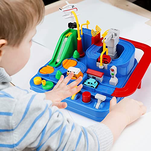 New Car Adventure Toys Race Track For Toddlers – Boy Toy & Race Tracks For Boys – Toddler Car Toys Preschool Educational Toy Cars For Kids 3 4 5 6 7 Year Old Car Track Gifts For Kids - Indoor Racing Activity Set