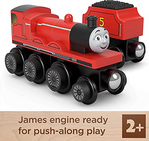 Cheap Wooden Railway James Engine And Coal Car Push-Along Train Made From Sustainably Sourced Wood For Kids 2 Years And Up - Classic Train Play Edition