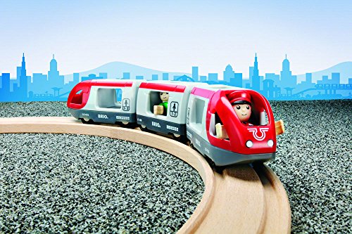 RIO World 33505 – Travel Train – 5 Piece Wooden Toy Train Set For Kids Age 3 And Up - Classic Train Play Edition