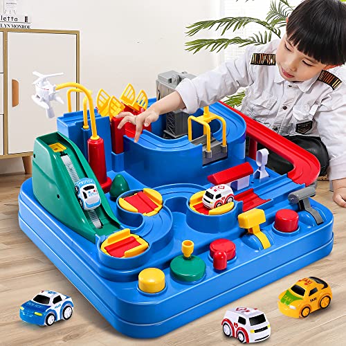 Kids Race Track Toys For Boy Car Adventure Toy For 3 4 5 6 7 Years Old Boys Girls Puzzle Rail Car City Rescue Playsets Magnet Toys W/ 3 Mini Cars Preschool Educational Car Games Gift Toys - Indoor Racing Activity Set