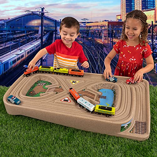 Portable Carry And Go Kids Race Track Toy Car Train Table 2-Sided No Assembly For Children 3 4 5 6 7 Years Old Boys Girls Made In USA - Indoor Racing Activity Set