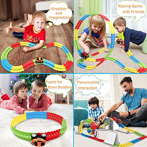 Toys For 3 Year Old Boys,Kids Toys For Boys Girls Age 3-5,184 PCS Toddler Toys Race Car Track Set With Flexible Track Create A Road Race,DIY Magic Car Toys For 3 4 5 Year Old Christmas Birthday Gifts Red Green Yellow Blue - Indoor Racing Activity Set