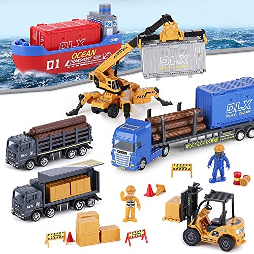 Promo Construction Site Vehicles Toy Set Kids Engineering Playset Tractor Digger Crane Dump Trucks Excavator Cement Steamroller Birthday Gift For 3 4 5 Year Old Toddlers Boys Child - Construction Vehicle Activity Set