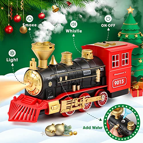 Cheap Train Set – Train Toy For Boys Girls W/ Smokes Lights & Sound Railway Kits W/ Steam Locomotive Engine Cargo Cars & Tracks Christmas Gifts For 3 4 5 6 7 8+ Year Old Kids Red - Classic Train Play Edition