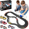 Slot Car Race Track Sets – Battery Or Electric Race Car Track With 4 Cars Dual Electric Race Track W/ 2 Remotes Lap Counter & Lights For Girls & Boys Age 8-12 - Indoor Racing Activity Set