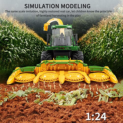 Remote Control Trucks Tractor Toy For Kids – 1:24 Rc Silage Harvester With Smoke Construction Vehicle Farm Tractors With Lights & Sounds Christmas Birthday Presents For Boys & Girls 3-8 Years Old - Construction Vehicle Activity Set