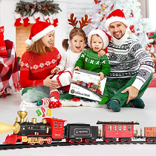 Cheap Train Set – Train Toy For Boys Girls W/ Smokes Lights & Sound Railway Kits W/ Steam Locomotive Engine Cargo Cars & Tracks Christmas Gifts For 3 4 5 6 7 8+ Year Old Kids Red - Classic Train Play Edition