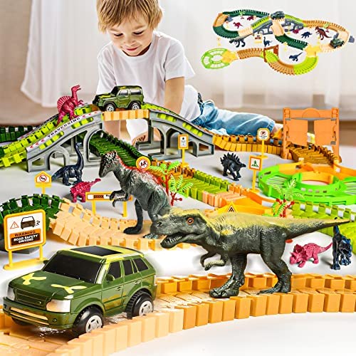 New Dinosaur Truck Toys For Kids 3-5 Years Cars Toys For Toddler 1-3 6 In 1 Jurassic Dinosaurs Trucks Toys Semi Truck Toy Car For Boys And Girls Age 2-3 well-suited Gift For Baby & Toddler Toys - Indoor Racing Activity Set