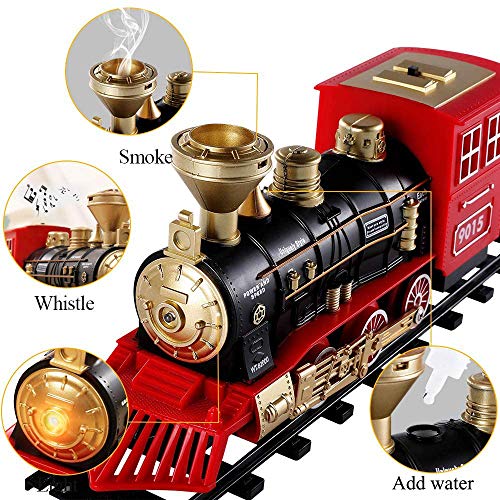 Cheap Train Sets With Steam Locomotive Engine Cargo Car And Tracks Battery Powered Play Set Toy W/ Smoke Light & Sounds For Kids Boys & Girls 3 4 5 6 7 Years Old - Classic Train Play Edition